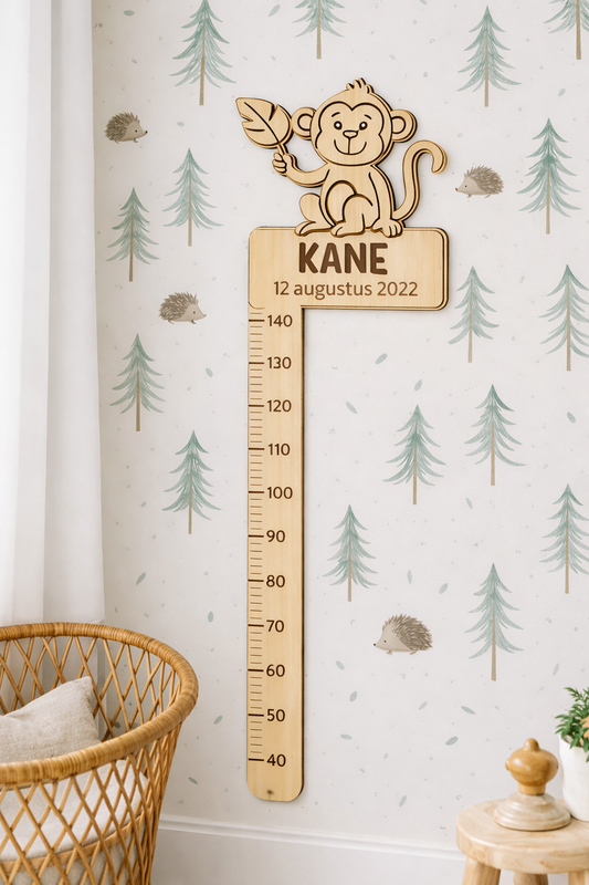 Gepersonaliseerde Houten Groeimeter - Aap
