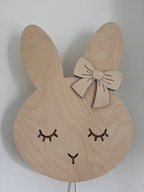Kinderlamp Konijn - Houten LED Lamp Kinderkamer met Naam
