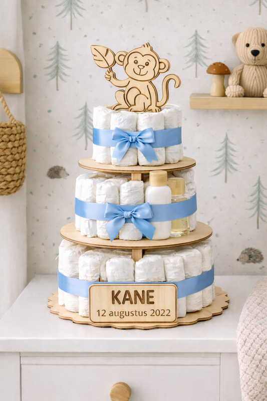 Luiertaart Egel Blauw - Gepersonaliseerd