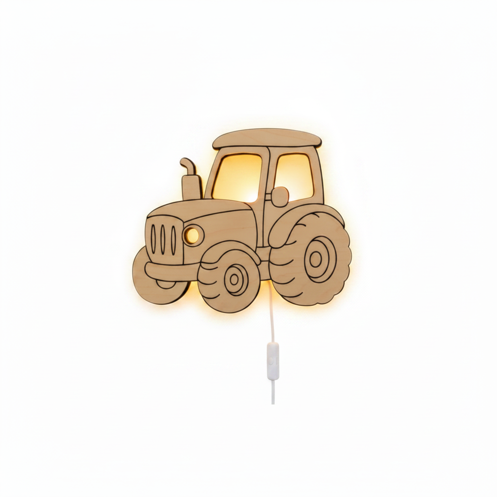 Houten Tractor Wandlamp met schakelaar