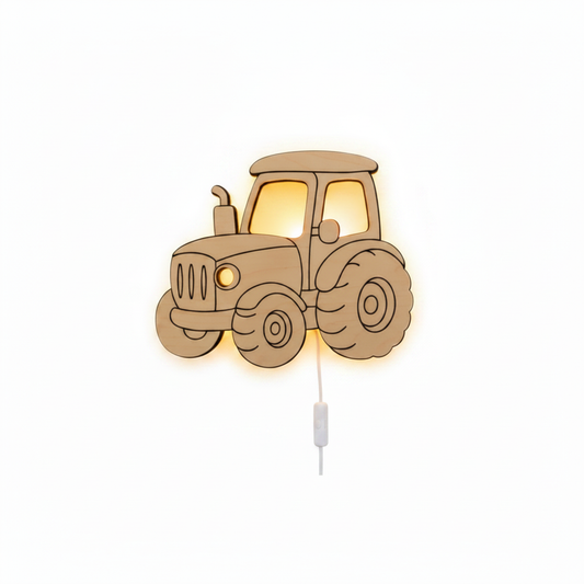 Houten Tractor Wandlamp met schakelaar