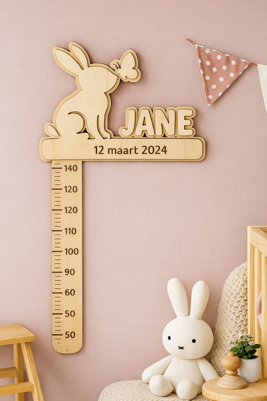 Gepersonaliseerde Houten Groeimeter - Konijn